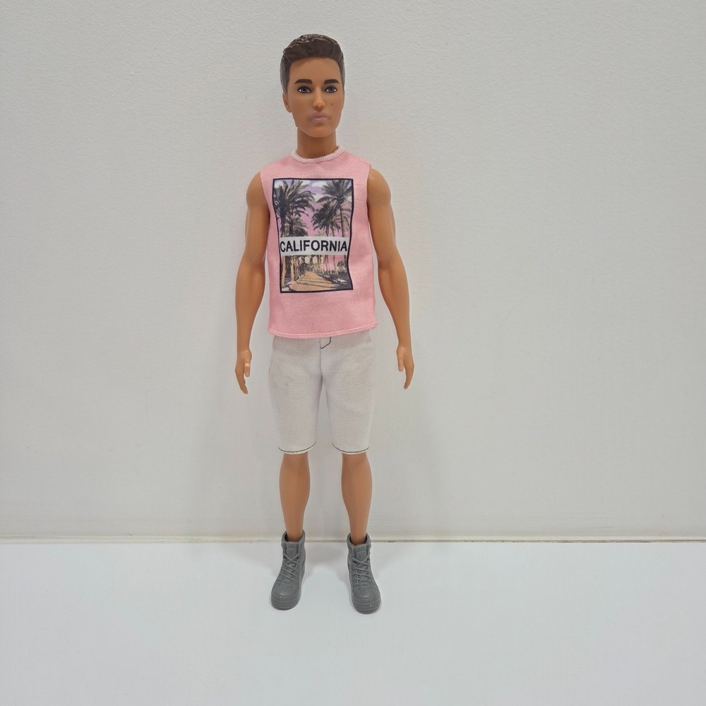 Mattel Barbie Fashionistas Ken Doll #17 Pink California Tank Top & Shorts FJF75